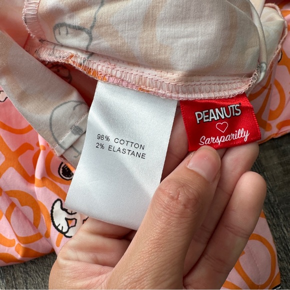 SARSPARILLY x Peanuts pink / orange XOXO Snoopy Best Friends Forever jumpsuit M - Picture 9 of 13